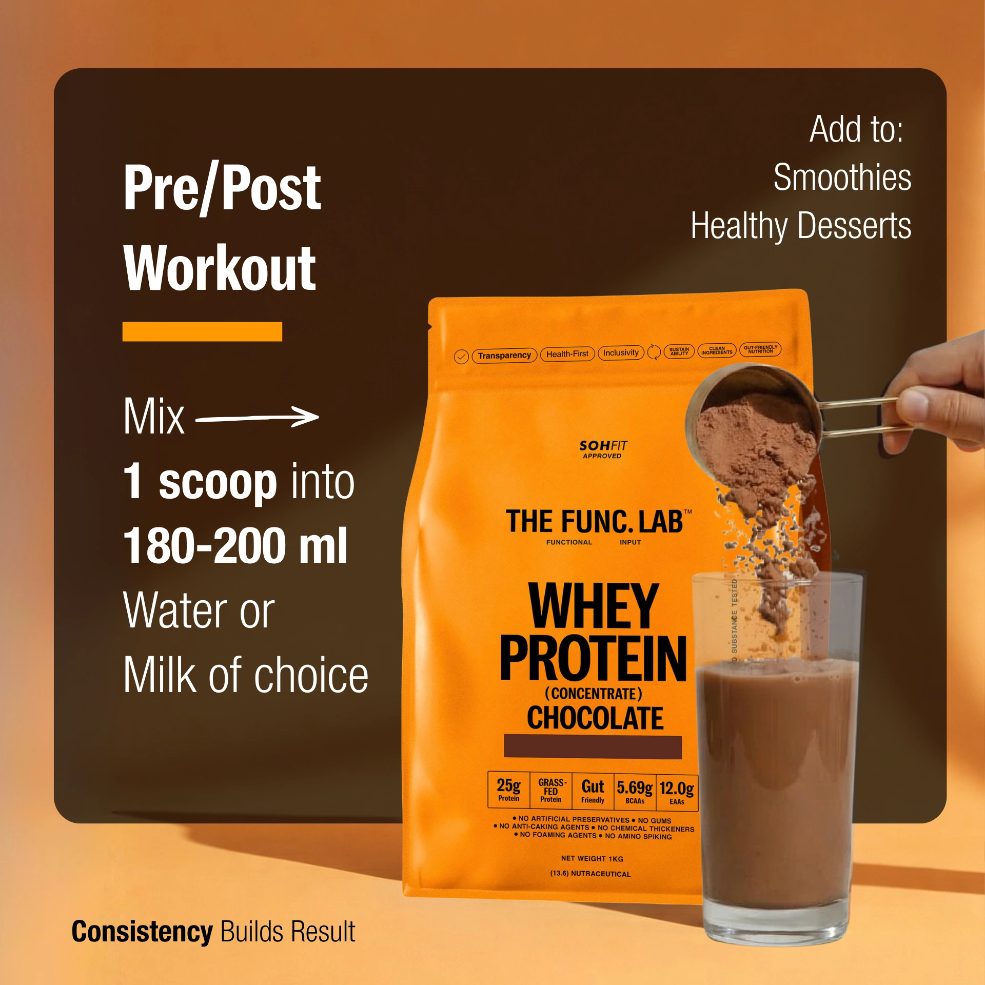 Func. Lab Whey Protein Concentrate Chocolate Flavour 500g