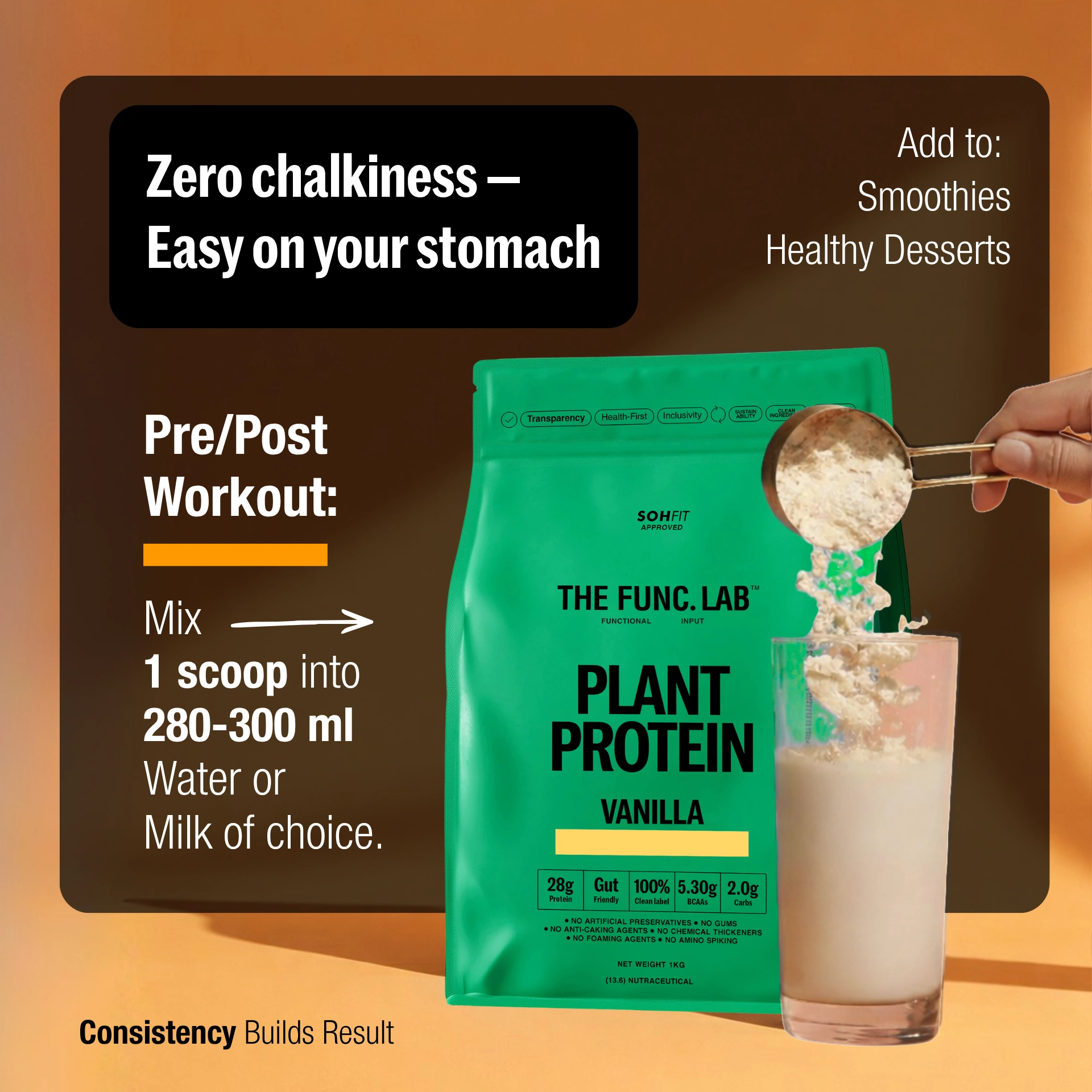 Func Lab Plant Protein Powder for Men and Women Vanilla Flavour Product Image