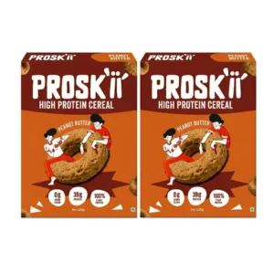 PROSKII Plant-Based Protein Cereal (Pack of 2) – 38g Protein Peanut Butter Nutty Crunch | Zero Added Sugar | Gluten-Free Healthy Breakfast