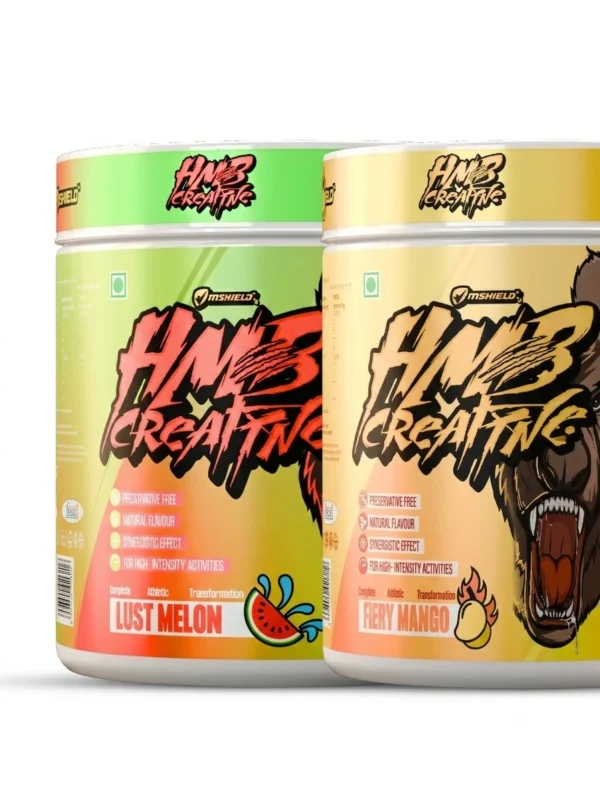 Mshield Sups HMB & Creatine Monohydrate Powder | Advanced Formula with AstraGin & BioPerine for Muscle Strength | Growth & Recovery | 50 Servings (2 Flavor)