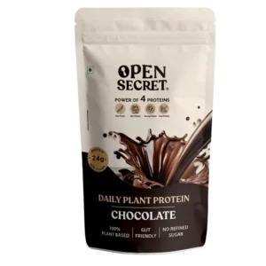 Open Secret Daily Plant Protein – Chocolate | Power of 4 Proteins | 24g Protein per Serve | No Refined Sugar | 100% Plant Based | 500g