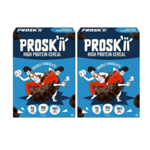 PROSKII 38g Plant Protein Cereal - Double Chocolate (Pack of 2) | No Added Sugar, Gluten-Free, Preservative-Free