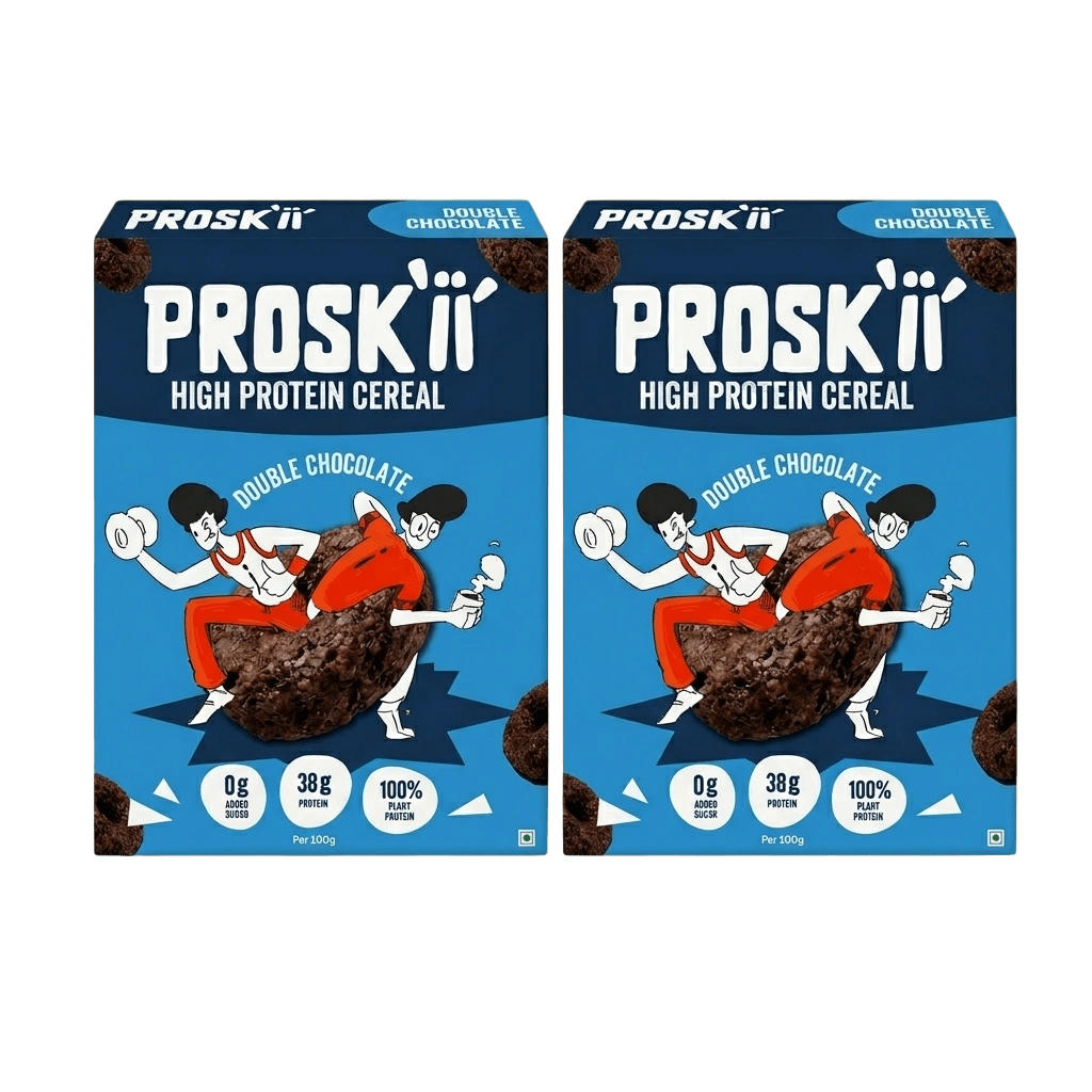 PROSKII 38g Plant Protein Cereal - Double Chocolate (Pack of 2) | No Added Sugar, Gluten-Free, Preservative-Free