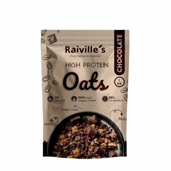 Crunchy chocolate coated oatmeal with jowar and nuts