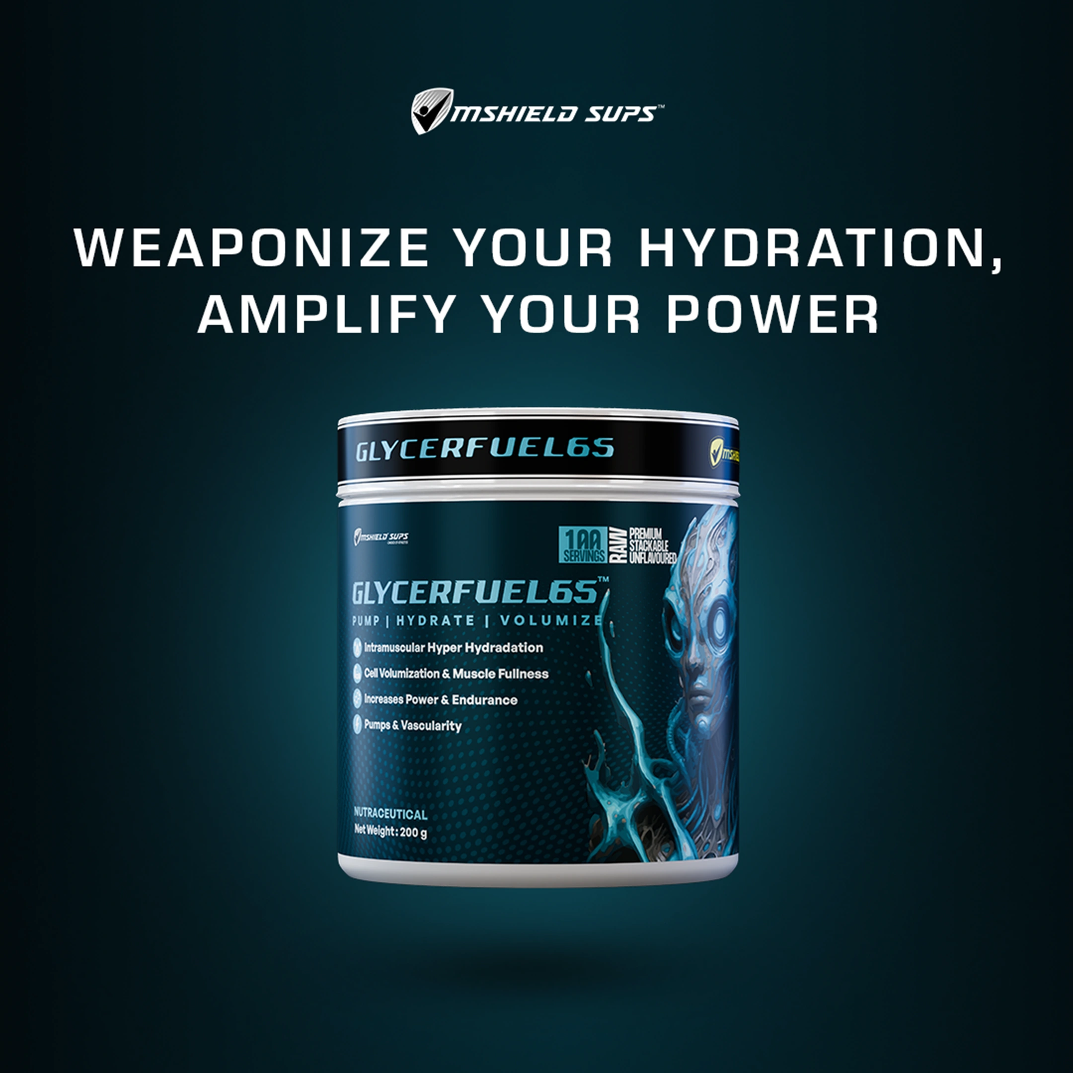 Mshield Sups GlycerFuel-65 HydroPrime | Premium Glycerol Monostearate Powder | Muscle Pump & Hyper-Hydration | 100 Servings (Unflavoured, 200g) - Image 5