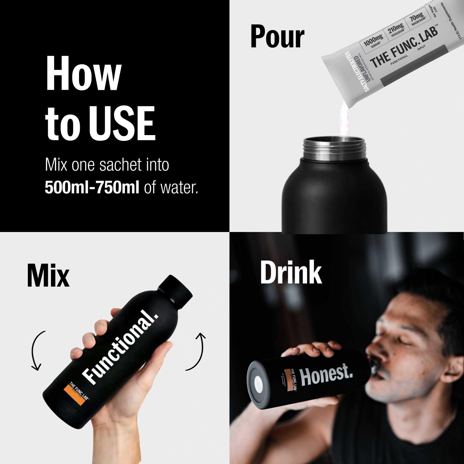 Hydrate with The Func Lab Unflavoured Electrolyte Powder