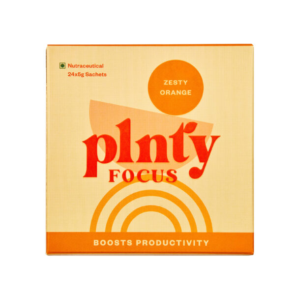 Plnty Focus Zesty Orange Energy Mix – Organic | Gluten-Free & No Added Sugar (5 x 24g Sachets, Veg)