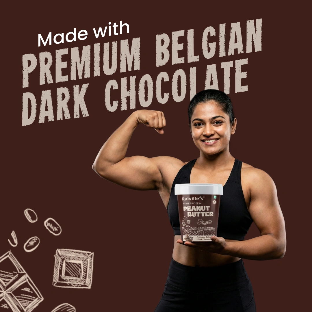 Raiville's Premium Chocolate Crunchy Peanut Butter 1kg | 22% High Protein | Made with Real Belgian Dark Chocolate - Image 5