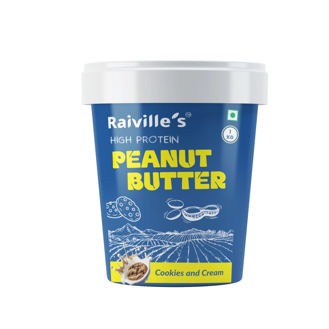 Raiville's Cookie & Cream Peanut Butter 1kg | 24% High Protein | Premium Flavoured Protein Nut Butter Spread