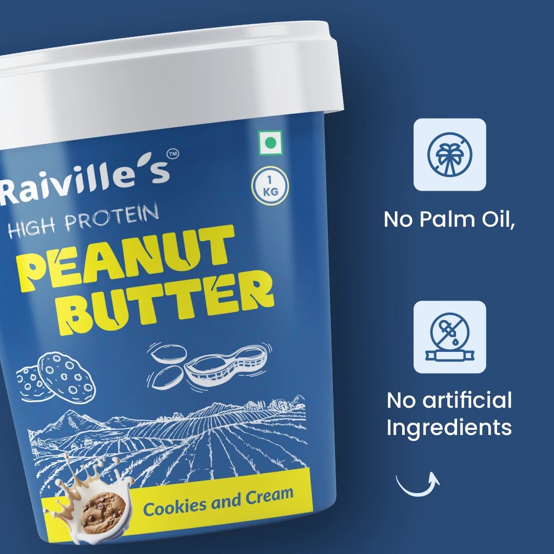 Raiville's Cookie & Cream Peanut Butter 1kg | 24% High Protein | Premium Flavoured Protein Nut Butter Spread - Image 4