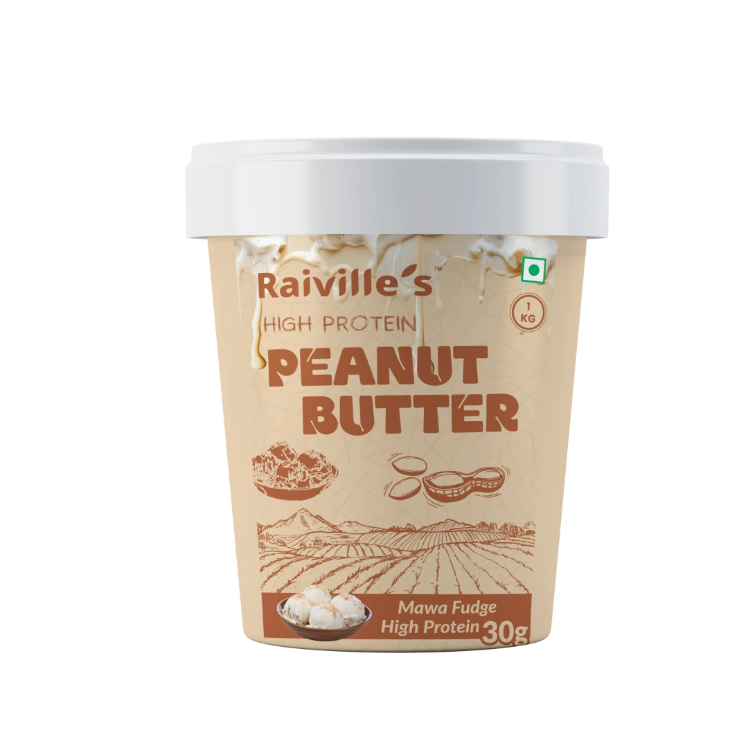 Raiville's Mawa Fudge Peanut Butter 1kg | 30% High Protein | Premium Gourmet Protein Nut Butter Spread