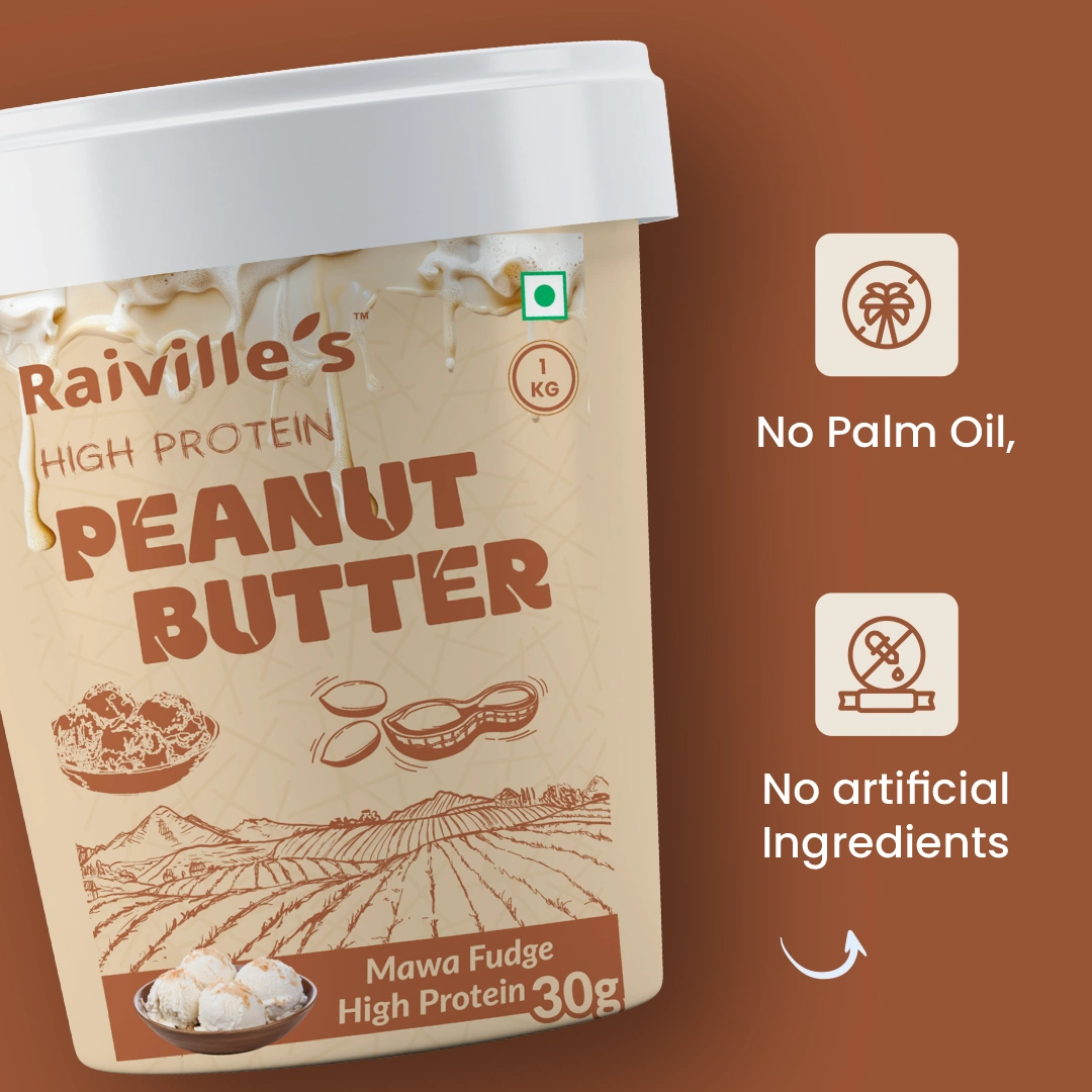 Raiville's Mawa Fudge Peanut Butter 1kg | 30% High Protein | Premium Gourmet Protein Nut Butter Spread - Image 4