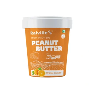 Raiville's Orange Crunchy Peanut Butter 1kg | 24% High Protein | Premium Flavoured Crunchy Nut Butter Spread