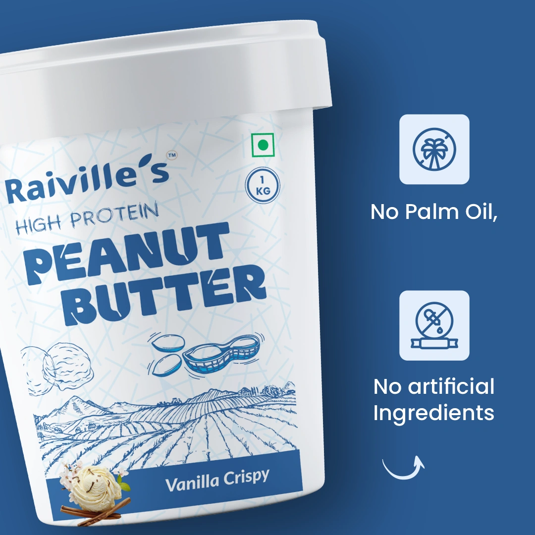 Raiville's Vanilla Crispy Peanut Butter 1kg | 22% High Protein | Premium Crunchy Protein Nut Butter Spread - Image 4