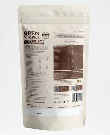 Open Secret Daily WHEY+ Protein Powder – Double Chocolate | 24g Protein per Serving | Zero Refined Sugar | Gut-Friendly | Rich in Fibre | 980g - Image 5