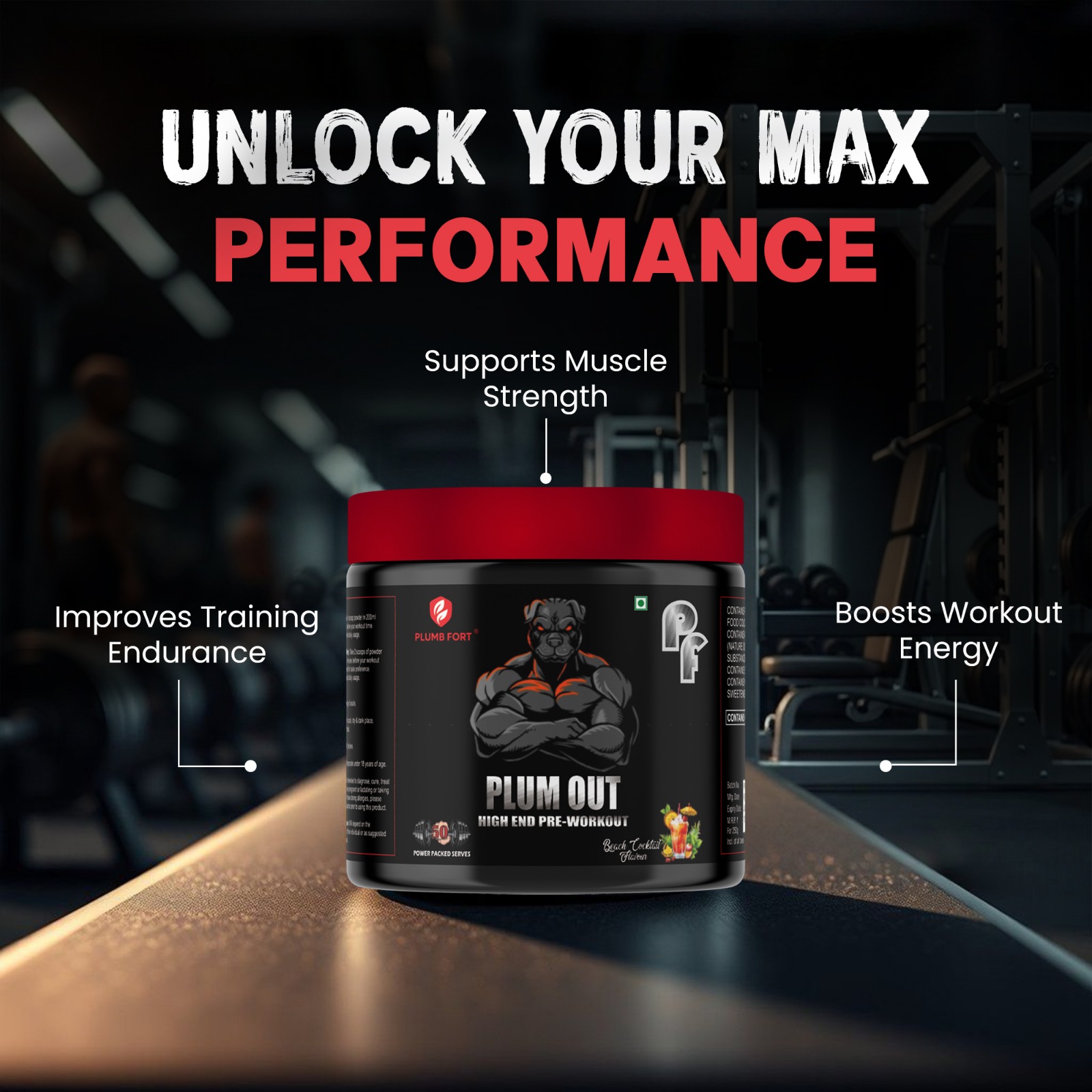 PLUM-OUT Pre Workout Supplement | Energy, Focus, Strength & Muscle Pump Formula - Image 4