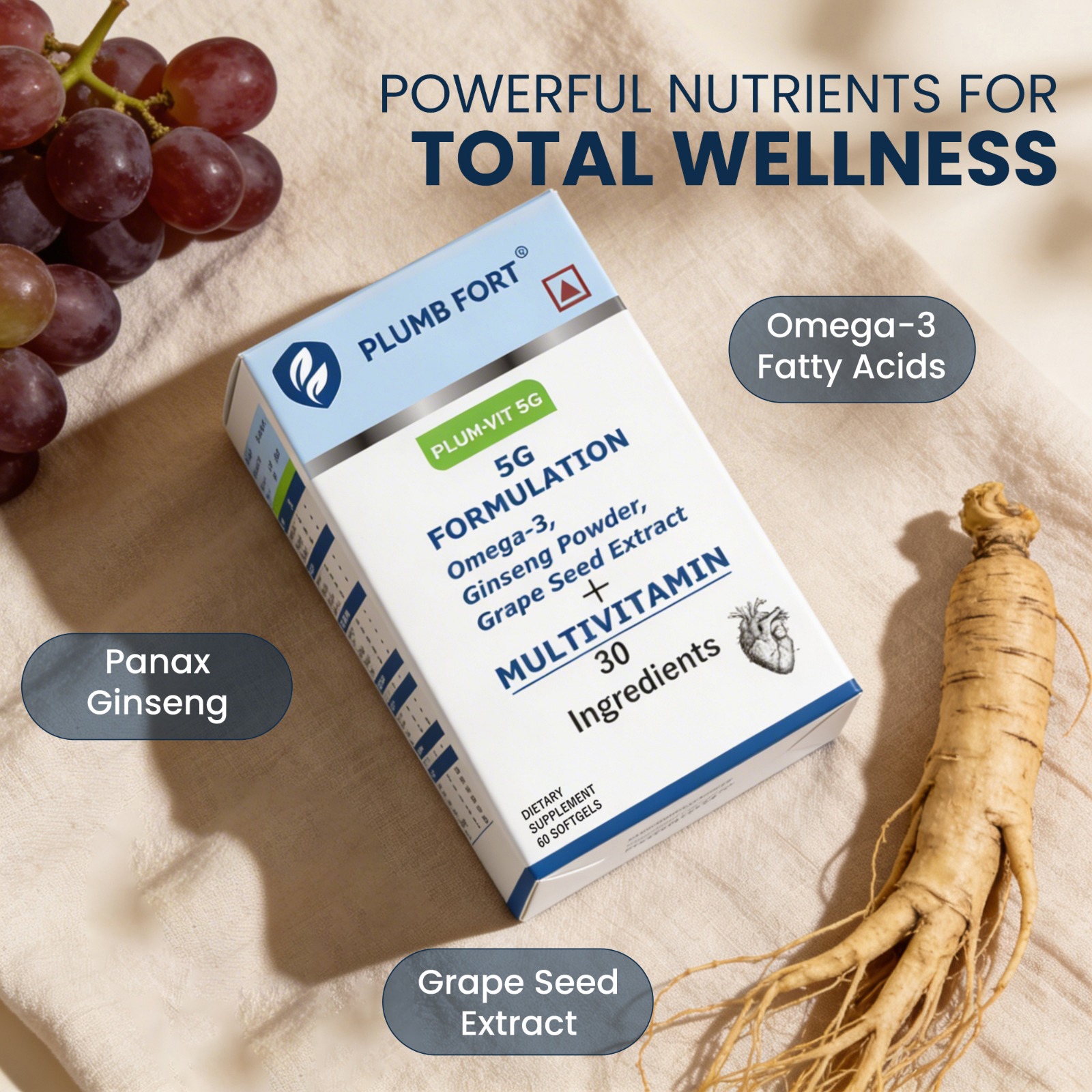 PLUM-VIT 5G Multivitamin | Omega-3, Ginseng & Grape Seed Extract for Energy, Immunity, Skin & Hair Support - Image 6