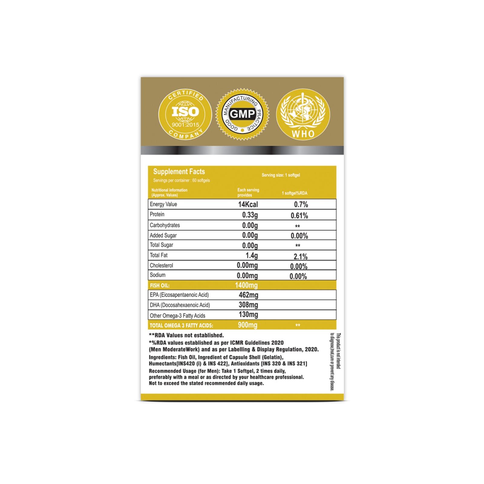 PLUMB FORT OME-PLUM Fish Oil 50 Softgels | 1400mg Fish Oil, 900mg Omega-3, 462mg EPA & 308mg DHA - Image 2