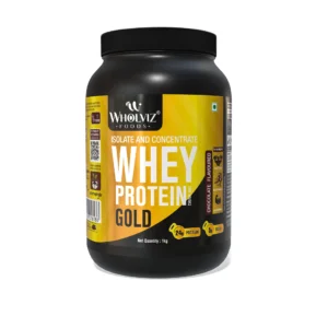 Wholviz Foods Gold Whey Protein Chocolate 1kg | Premium European Whey Protein | 24g Protein Per Serving | No Added Sugar