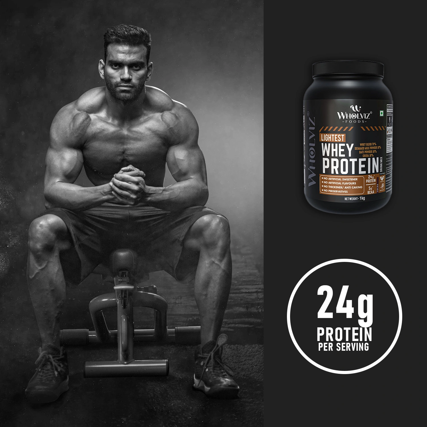 Wholviz Foods Lightest Whey Protein Cocoa 1kg | High Protein - Image 4