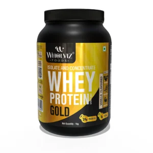 Wholviz Foods Gold Whey Protein Vanilla 1kg | Premium European Whey Protein | 24g Protein Per Serving | No Added Sugar