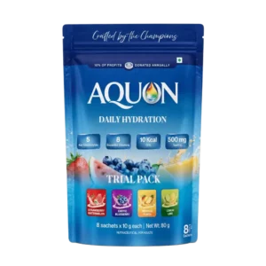 Colorful electrolyte drink mix sachets