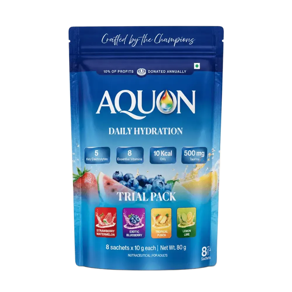 Colorful electrolyte drink mix sachets