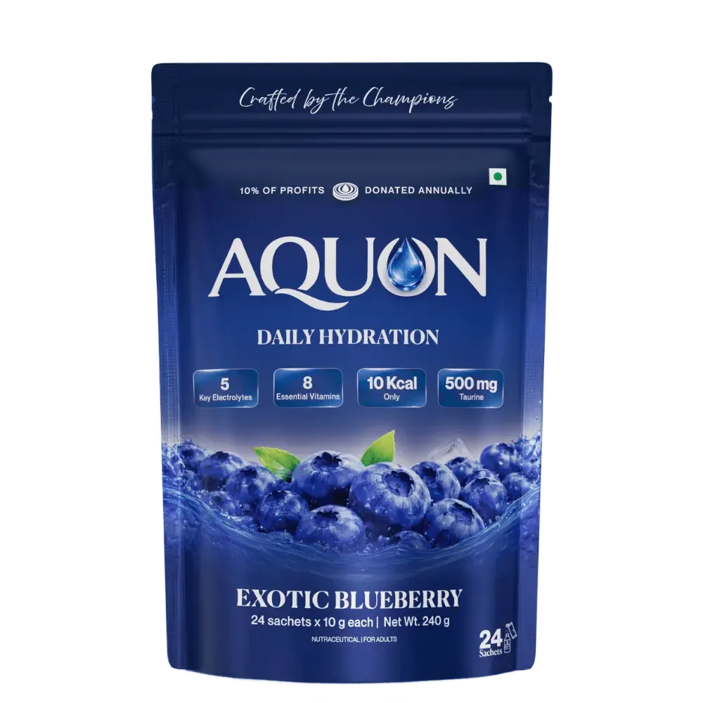 Blueberry flavored electrolyte drink mix sachets
