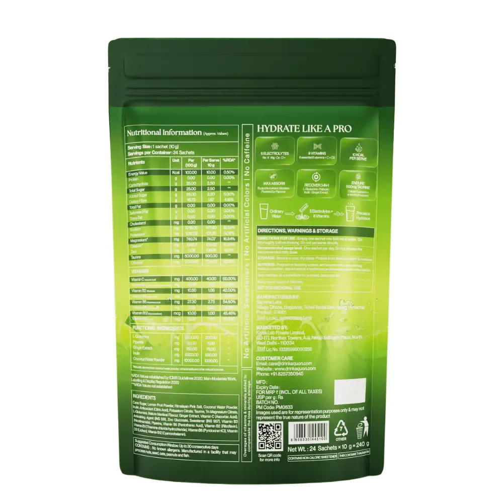 Lemon lime electrolyte drink mix sachets
