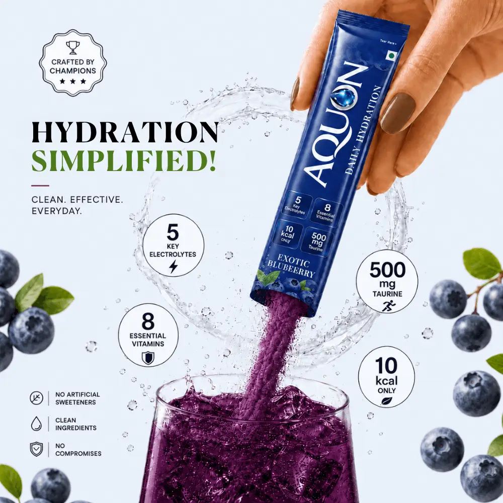 Blueberry flavored electrolyte drink mix sachets