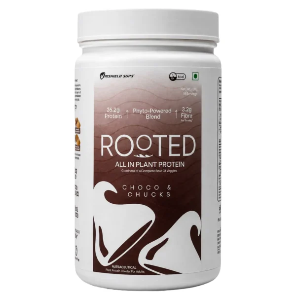 Rooted plant protein powder scoop