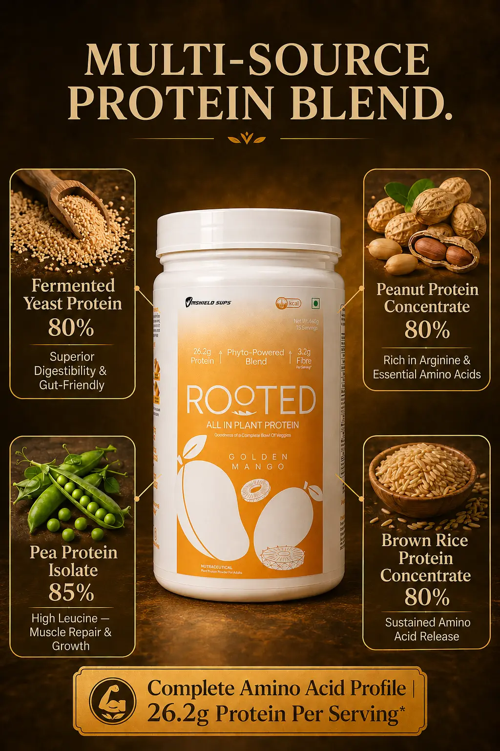 Golden mango vegan protein powder for muscle support