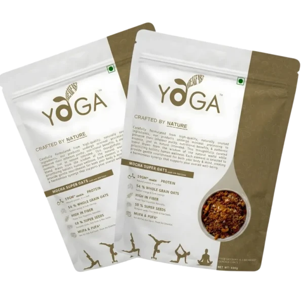 YogaBreakfast Mocha Super Oats Pack of 2, High Protein Overnight Oats