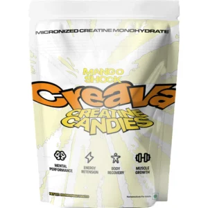 Creava Chewable Creatine Candies | Micronized Creatine Monohydrate Tablets for Muscle Recovery & Performance | 1.5g Per Serving (60 Chewables, Mango Shock)