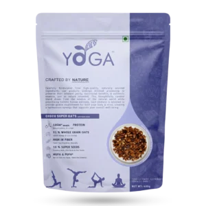 Yoga Breakfast Choco Super Oats (400g) – High Protein Overnight Oats with Whole Grain Oats, Pea Protein, Chia & Flax Seeds, Cocoa & Dates | 18.8g Plant Protein, High Fiber, No Added Sugar, No Whey or Soy