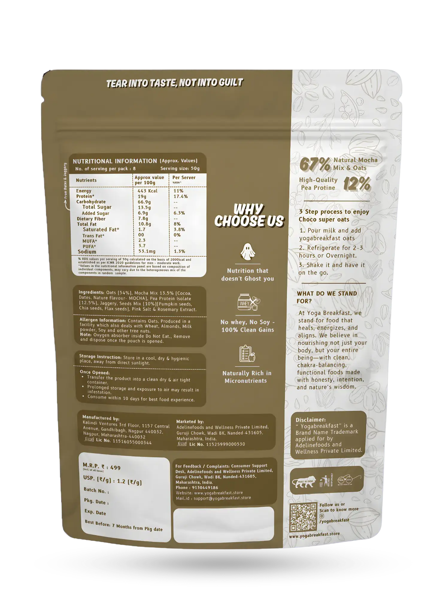 Mocha breakfast oats with plant protein