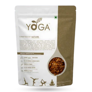 Yoga Breakfast Mocha Super Oats (400g) – High Protein Overnight Oats with Whole Grain Oats, Pea Protein, Chia & Flax Seeds, Cocoa & Dates | 19g Plant Protein, High Fiber, No Added Sugar, No Whey or Soy