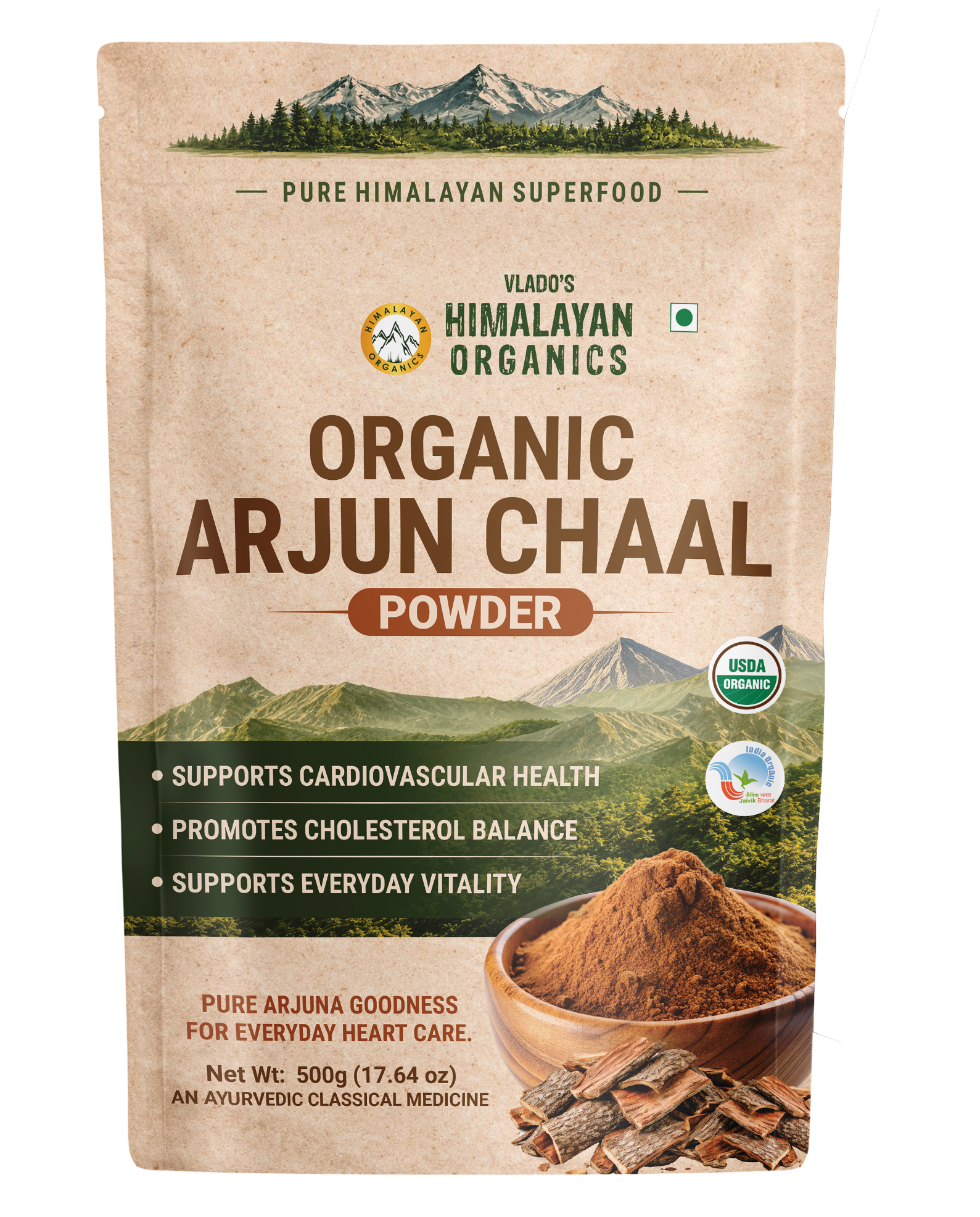 Vlado’s Himalayan Organics Organic Arjun Chaal Powder 500g