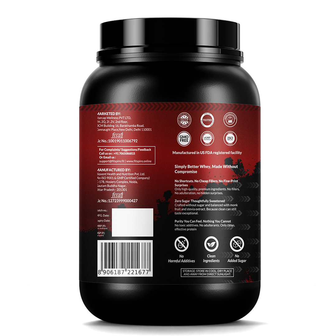 Fitspire Fit Super Prime Whey Protein Powder For Adults | Whey Concentrate Isolate & Peptides Blend | 27g Protein Per Serving | With Digestive Enzymes & Probiotics | Zero Added Sugar | Supports Muscle Growth & Recovery | Dutché Chocolate Flavour - 907g (2 lbs), 18 Servings - Image 2