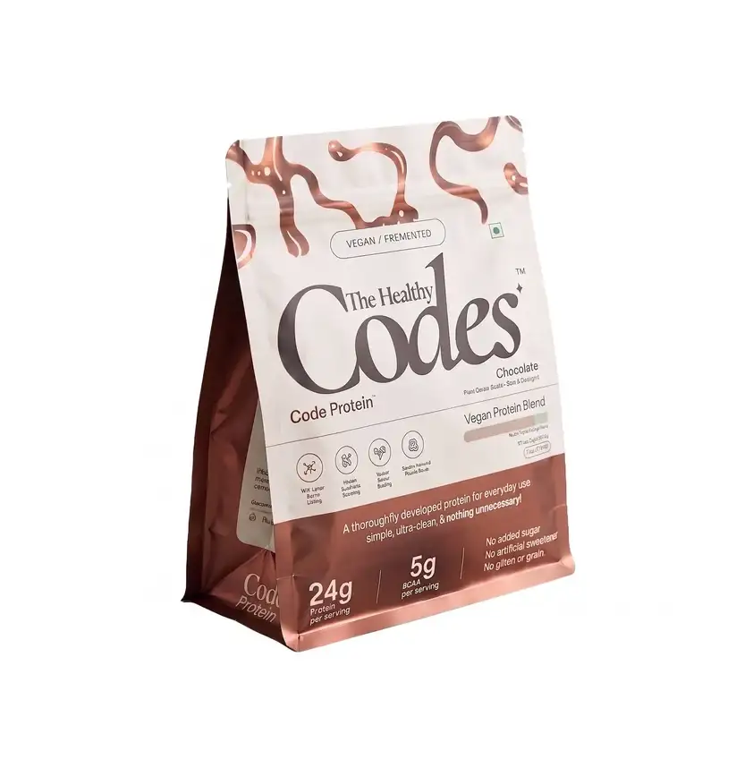 The Healthy Codes Code Protein | Vegan Fermented Protein Blend (24g Protein, 5.2g BCAAs, PDCAAS ~1) | Plant Based Yeast, Pea & Pumpkin Isolate Supplement for Men & Women | Clean Label Daily Wellness | Chocolate Flavor - Image 2