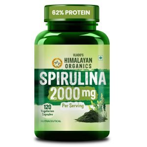 Vlados Himalayan Organics Spirulina 120 Veg Capsules 2000mg per serving on Fitbee India
