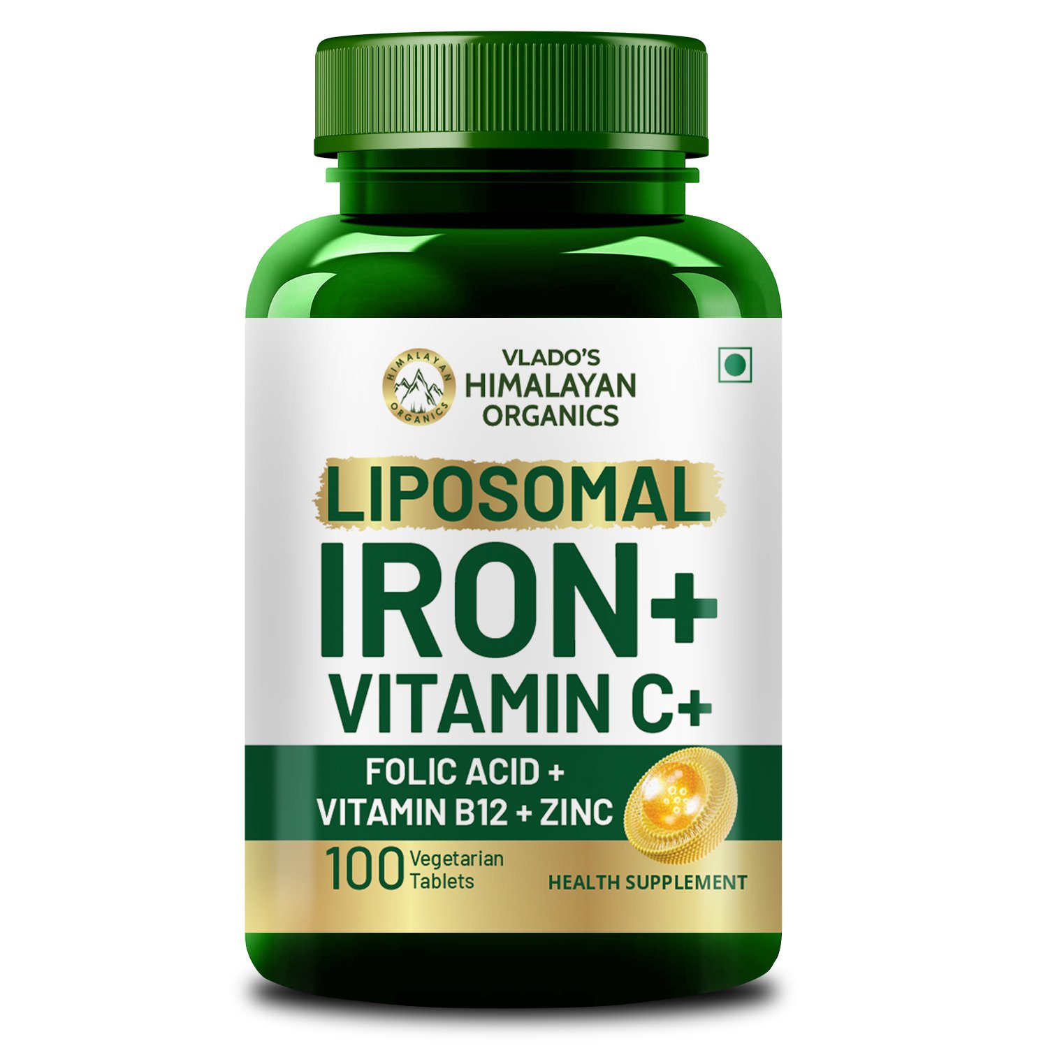 Vlados Himalayan Organics Liposomal Iron Tablets with Vitamin C, B12, Zinc & Folic Acid