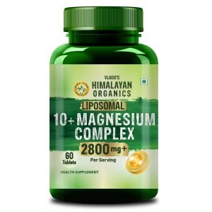 Vlado’s Himalayan Organics 10X Chelated Magnesium Complex 2800mg with Vitamin D3 & B12 | For Restful Sleep, Muscle Recovery & Relaxation | For Men & Women – 60 Veg Tablets