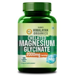 Vlado's Himalayan Organics Chelated Magnesium Glycinate Supplement 2000mg Per Serving | Magnesium Supplement I High Absorption I Clinically Proven I Support in Muscle, Cramps, Recovery, & Nerve Relaxation, Better Sleep Quality for Men & Women - 120 Veg Tablets