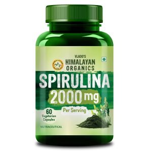 Vlado's Himalayan Organics Spirulina 2000mg Supplement For Men And Women | GreenSuper Food For Weight Management & Immunity Booster | Helps In Healthy Heart - 60 Vegetarian Capsules