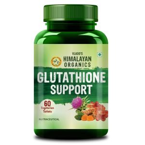 Vlado’s Himalayan Organics Glutathione Builder With Vitamin C,E,B6 & Curcumin Alpha Lipoic Acid, Antioxidant Support for Anti-Ageing ,Youthful & Brightening Skin | Good For Men And Women - 60 Veg Tablets