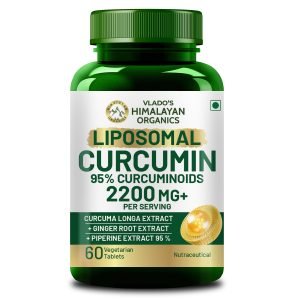 Vlado's Himalayan Organics Liposomal Curcumin Tablets (2200mg+ / Serving ) with Black Pepper ( Piperine & Bioperine ), Supplement and 95% Curcuminoids | Anti inflammatory Supplement for Men & Women | With Curcuma Longa, Turmeric & Ginger Root extract | 60 Veg Tablets