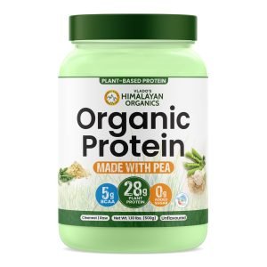 Vlado's Himalayan Organics Organic protein Powder I Plant protein I 28G Protein , 5G BCAA I Made with 100% Organic Pea's I 100% Clean & Vegan ProteinI Organic Tab Tested I Fast Absorbing, No Bloating, Easy to Digest | Faster Muscle Recovery I Unflavoured - 500 Grams