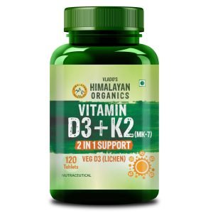 Vlado’s Himalayan Organics Vitamin D3 K2 MK7 120 Veg Tablets for immunity & bones on Fitbee India