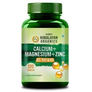 Vlado's Himalayan Organics Calcium Magnesium Zinc Vitamin D3 & B12-120 Vegetarian Tablets